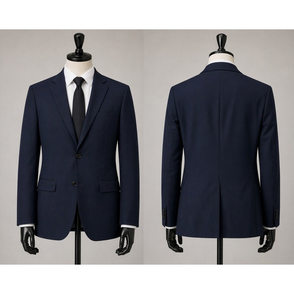 Theory Mens Navy Blue Wool Blend Two Button Blazer Sport Coat 40 Regular